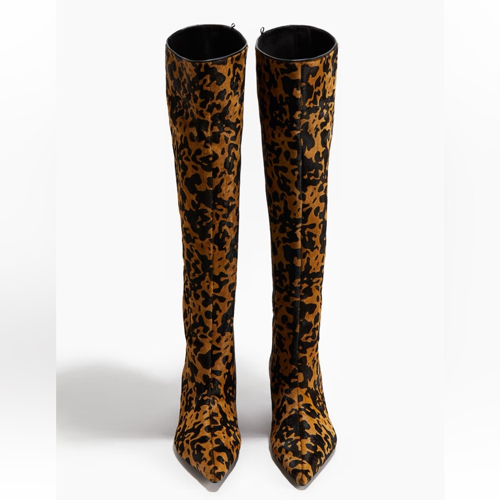 H&M KITTEN-HEELED LEATHER BOOTS